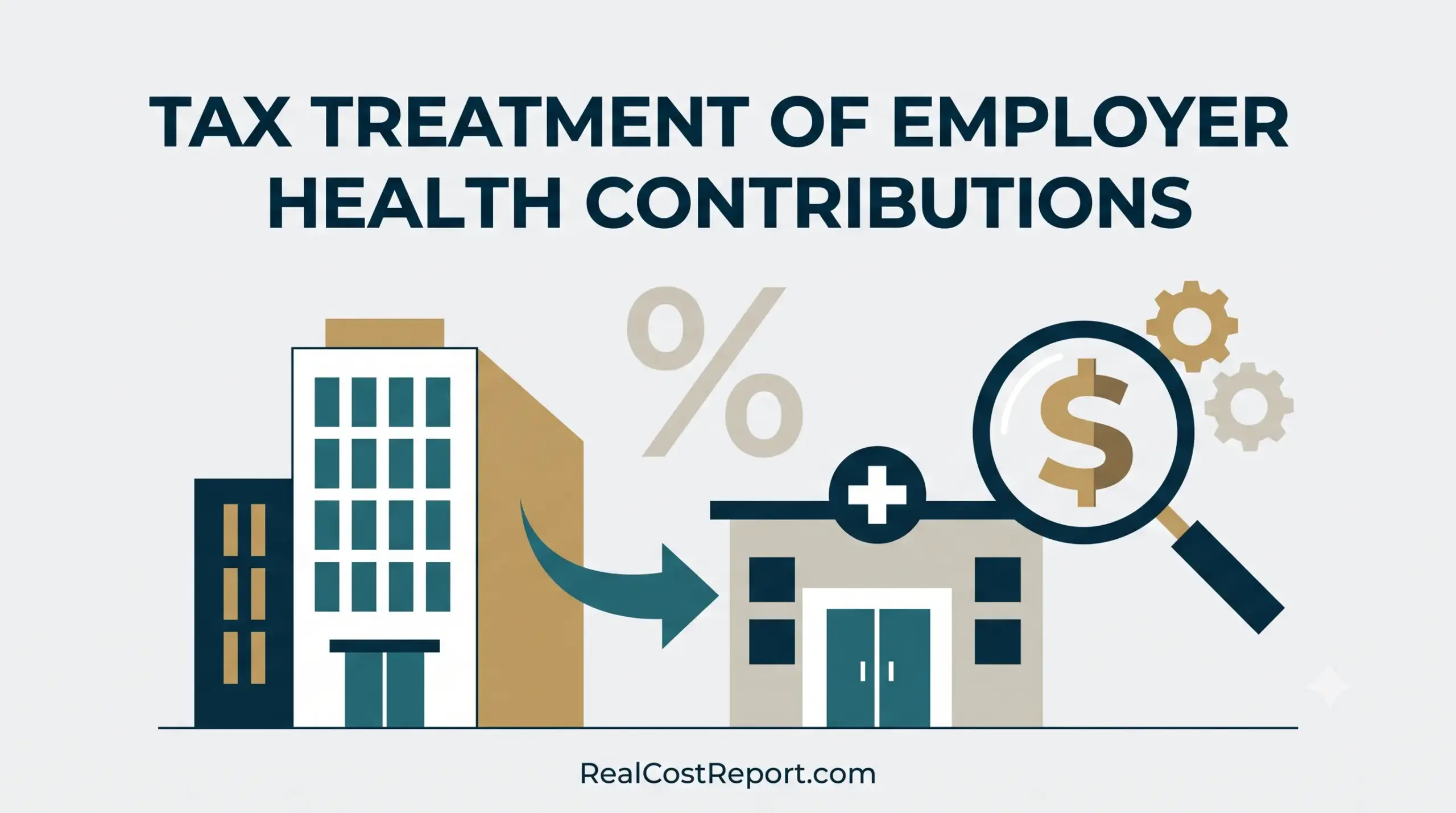 Minimal illustration showing an employer funding a medical facility, symbolizing cost analysis and tax implications.